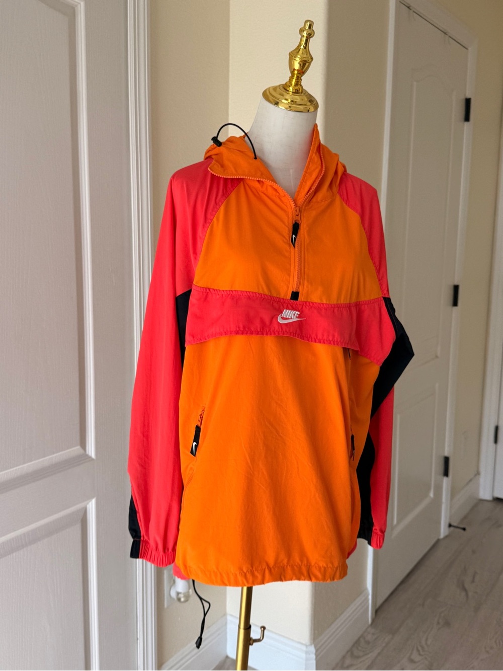 Nike Orange & Pink Colorblock Hooded Windbreaker